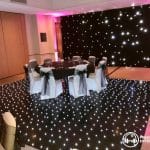 14ft black starlit dancefloor with black starcloth